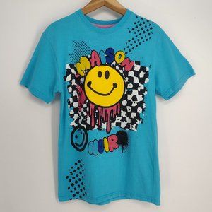 Maison Noir Smiley Face Spray Paint Blue T-Shirt